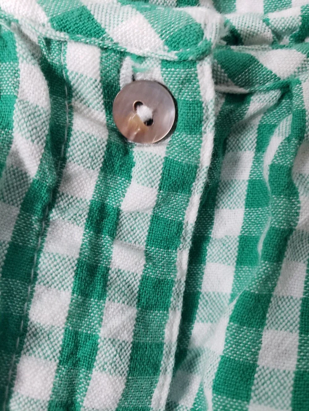 Free People Farley Gingham Tunic Mini Shirt Dress L Puffed Tie Sleeves Cottage